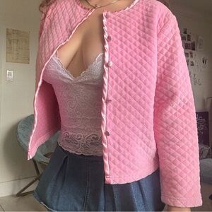 Women's Pink Quilted Puffer Jacket